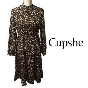 Cupshe Black and Brown Long Sleeve Mock Neck Dress
